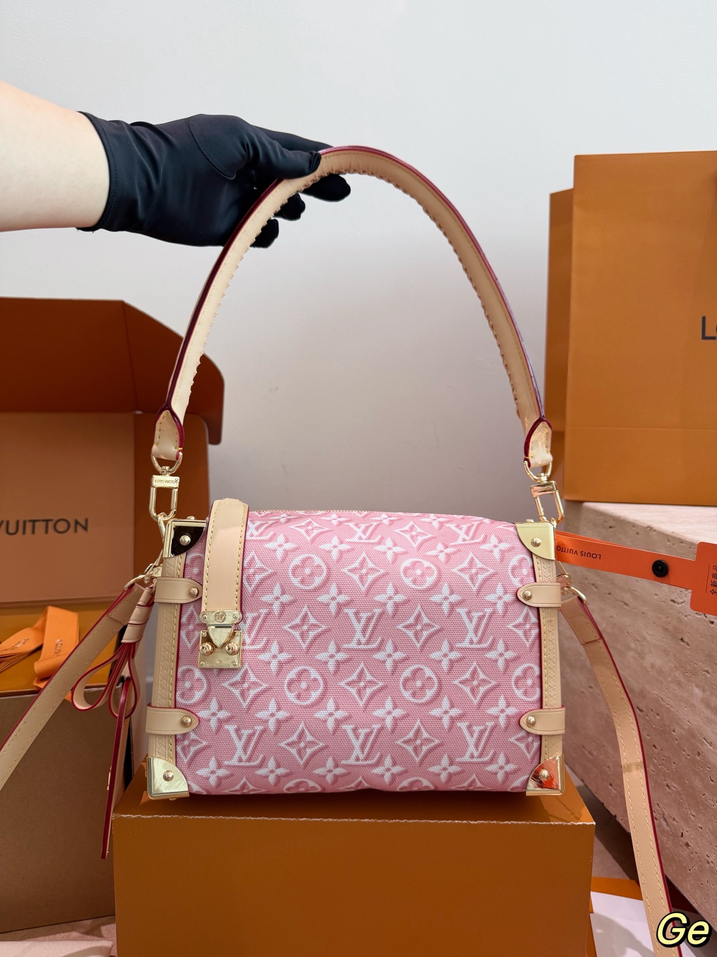 Louis Vuitton LV Side Trunk Handbag Cowhide Leather